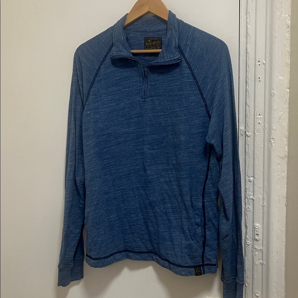 Lucky Brand - Lightweight Blue Quarter-Zip Pullover